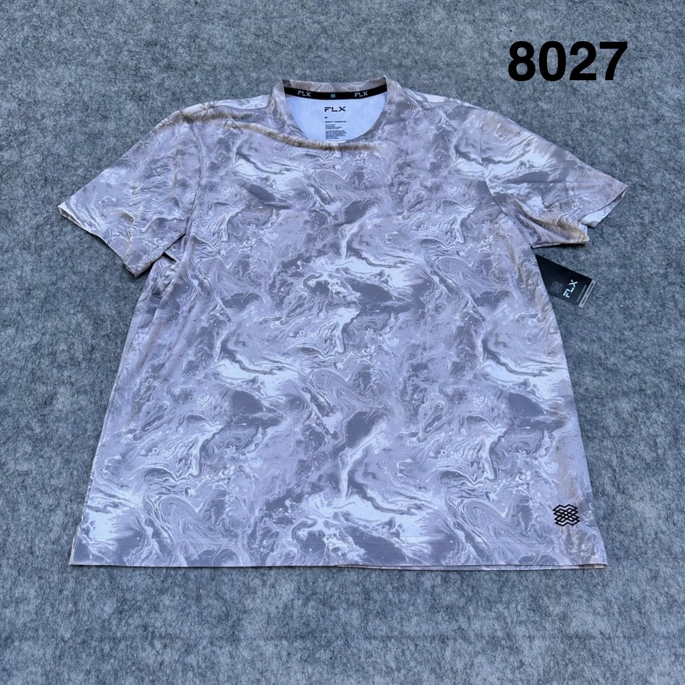 FLX Mens Grey Marble Urban Commuter T-Shirt Performance Tee MX11A001RP Size M